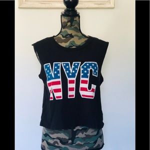 Forever 21 NYC Flag Muscle Tee